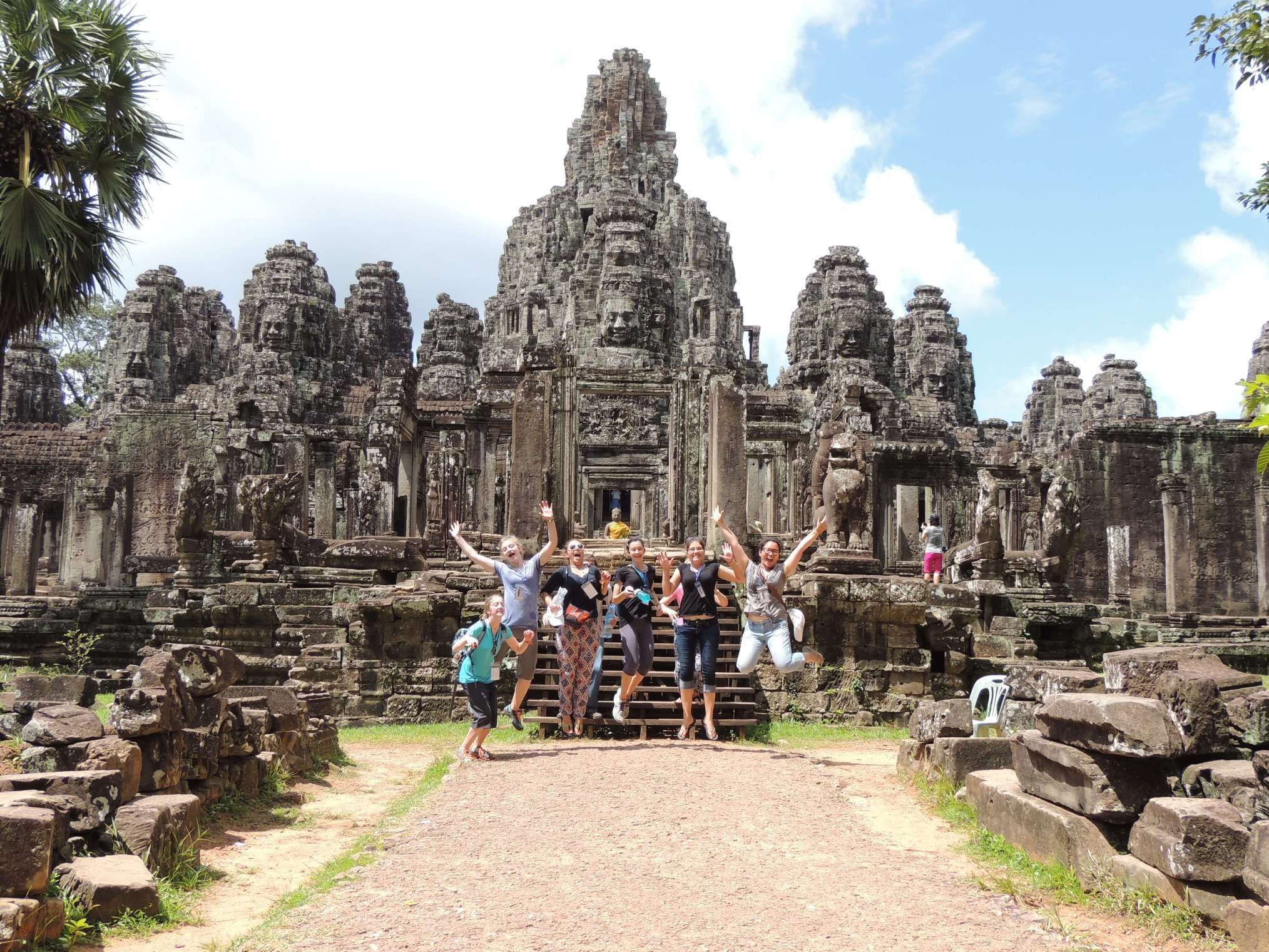 University students group picture bayon temple
