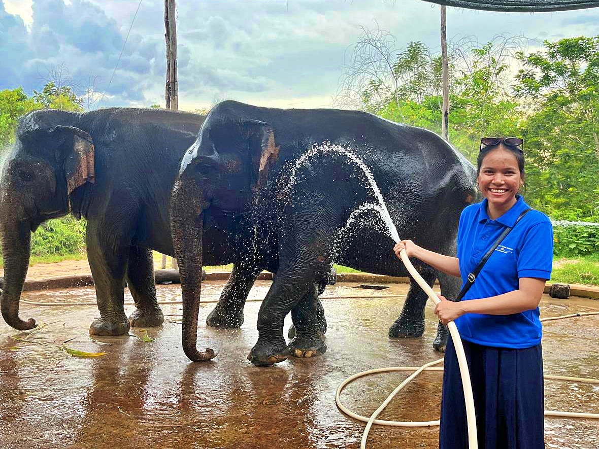 Sreykouch with the elephant