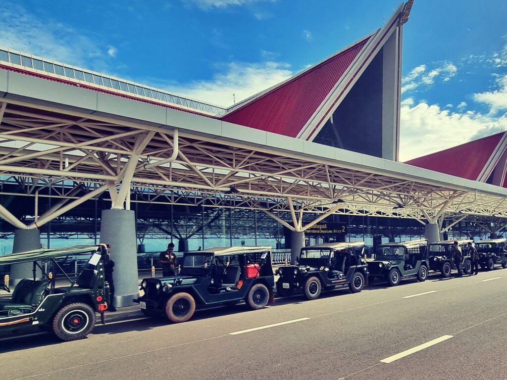 Vintage jeeps at Siem Reap international airport